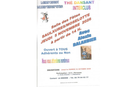 Thé dansant Interclub jeudi 5 novembre